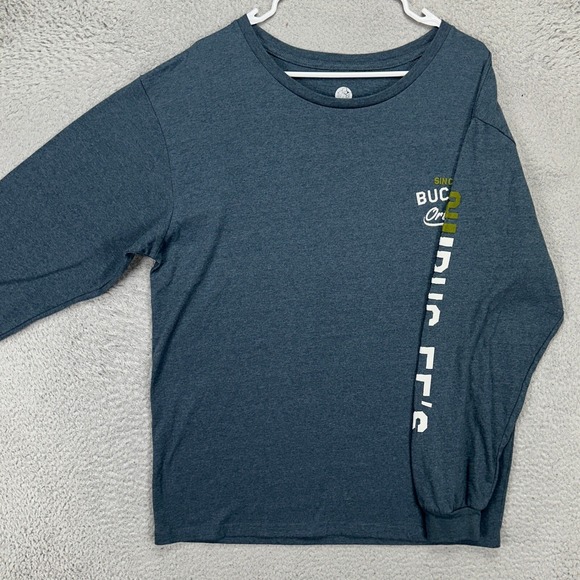 Buc-ees Adult Men Crewneck Sweatshirt XL Grey Graphic Print Long Sleeve Pullover